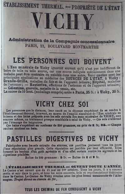 Publicité de la fin du XIXème siècle pour Vichy