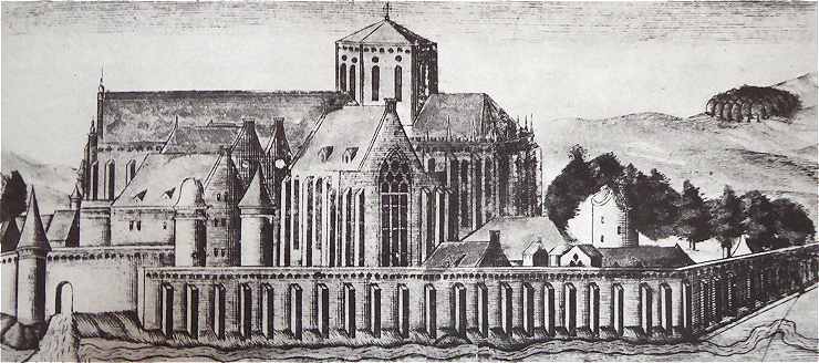 Gravure de l'abbaye de La Couronne au XVIIème siècle