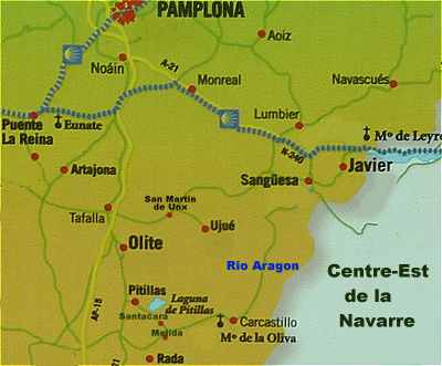 Carte du Centre-Est de la Navarre