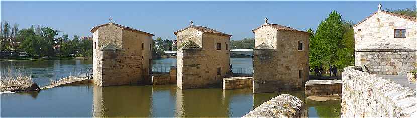Moulins sur l'ancien pont sur le Duero à Zamora