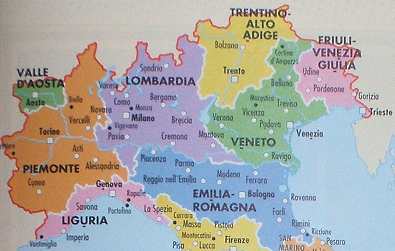 Carte de l'Italie du Nord