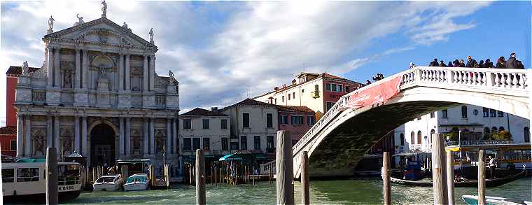 Venise: Le Grand Canal au niveau de l'église Santa Maria di Nazareth et du Ponte degli Scalzi