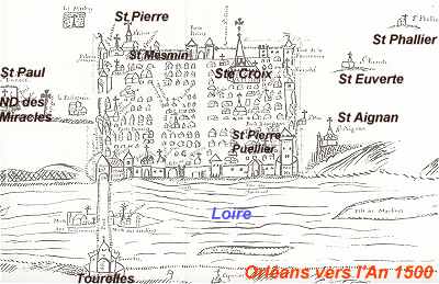Implantation des églises d'Orléans au XVIème siècle