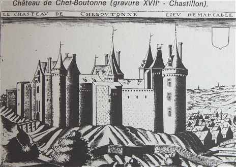 Gravure du château-fort de Chef-Boutonne