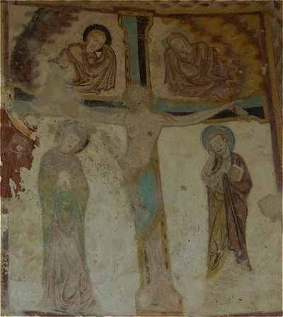 Fresque murale de Saint Jacques des Guerets: la Crucifixion