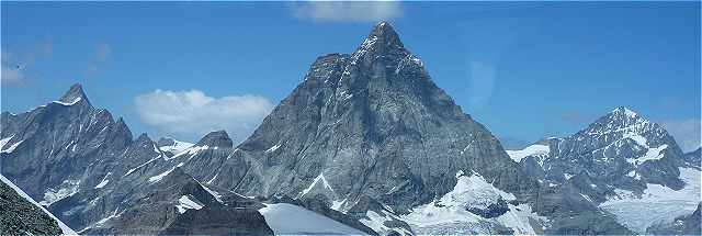 Valais: la Dent d'Hérens, le Cervin / Matterhorn, la Dent Blanche