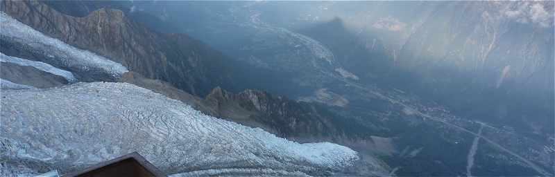 La Jonction et la langue terminale du Glacier des Bossons