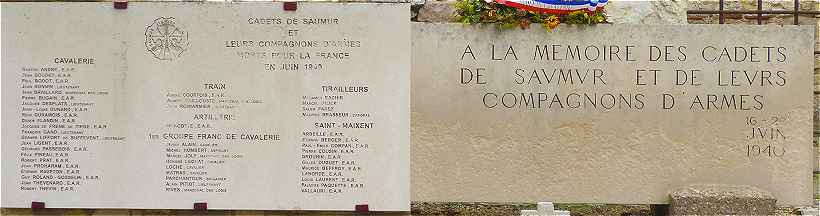 Plaques à la mémoire des Cadets de Saumur pour leur résistance à Gennes en juin 1940