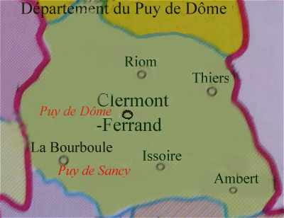 Carte du département du Puy de Dome