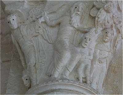 Chapiteau de l'église Saint Pierre de Bommiers: le Sacrifice d'Abraham