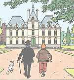 Chateau de Moulinsart, Tintin, Milou et le Capitaine Haddock