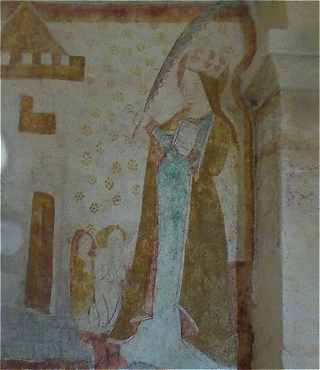 Fresque murale de Sainte Barbe dans l'église de Coulgens