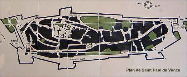 Plan du village fortifié de Saint Paul de Vence
