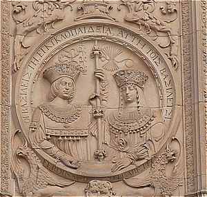 Médaillon des Rois Catholiques de la façade de l'Université de Salamanque