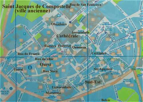 Plan de la ville ancienne de Saint Jacques de Compostelle