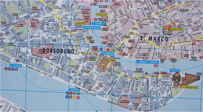 Venise: plan du Quartier de Dorsoduro