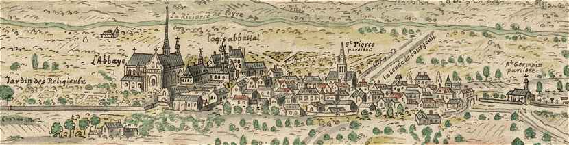 Bourgueil et l'abbaye au début du XVIIème siècle