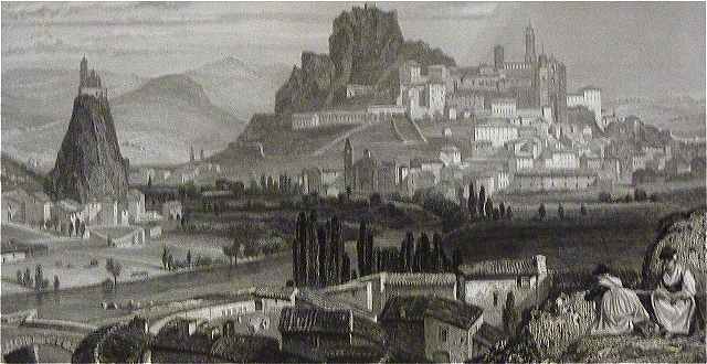 Le Puy en Velay: gravure du XIXème siècle