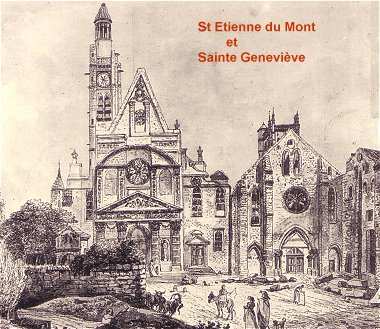Gravure des Eglises Saint Etienne et Sainte Geneviève