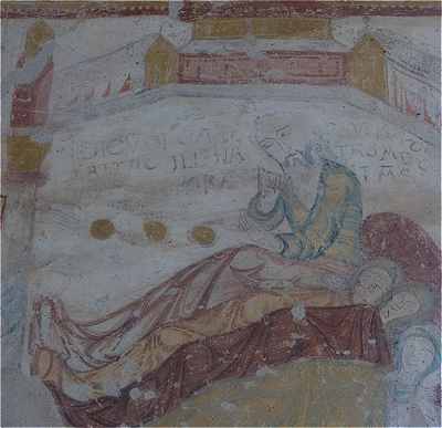 Fresque murale de Saint Jacques des Guerets: le Miracle de Saint Nicolas